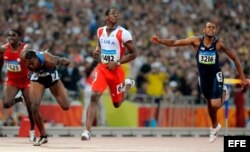 Dayron Robles tras ganar el oro olímpico en Pekín 2008.