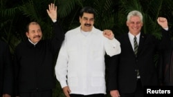 Daniel Ortega, Nicolás Maduro y Miguel Díaz Canel. (Reuters/Archivo)