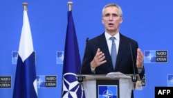 Secretario General de la OTAN Jens Stoltenberg durante una rueda de Prensa en Bruselas, Bélgica