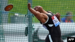 Denia Caballero en la Birmingham Diamond League. (Archivo/Oli Scarff/AFP)